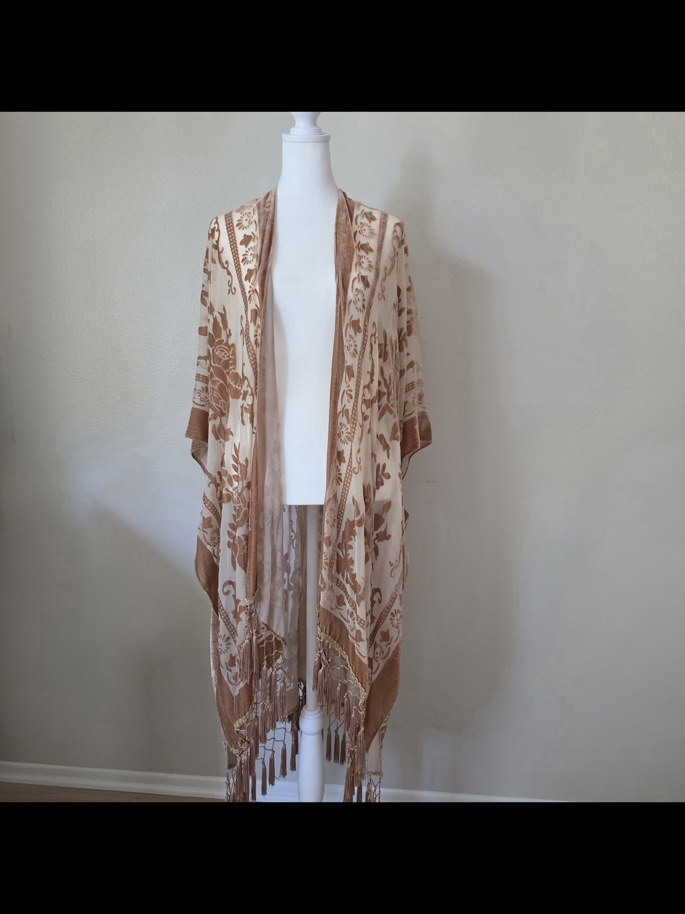 Free People Nightbird Kimono with Fringe Trim